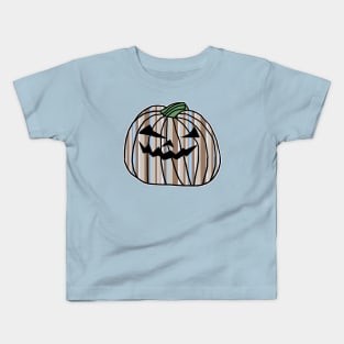 Light Blue Stone Stripes Halloween Horror Pumpkin Kids T-Shirt